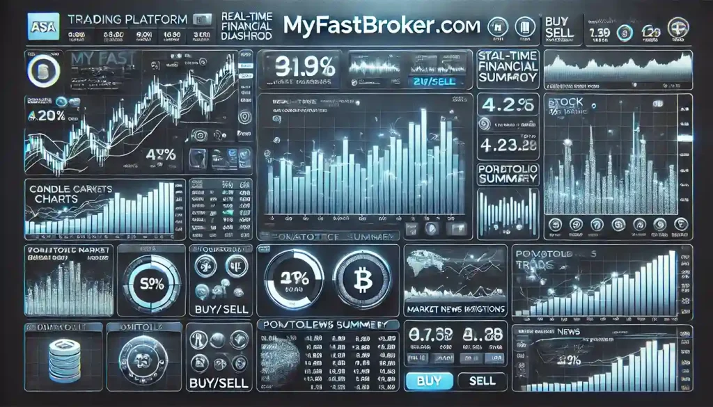 MyFastBroker.com user dashboard with real-time charts and AI-powered trading insights