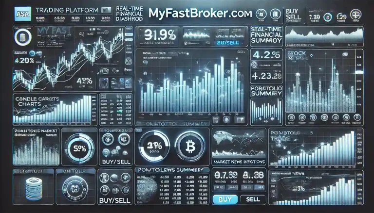 MyFastBroker.com user dashboard with real-time charts and AI-powered trading insights