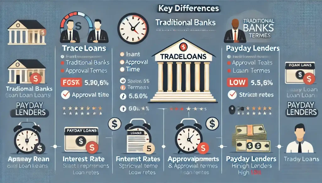 Traceloans vs. Banks vs. Payday Lenders – Key Differences