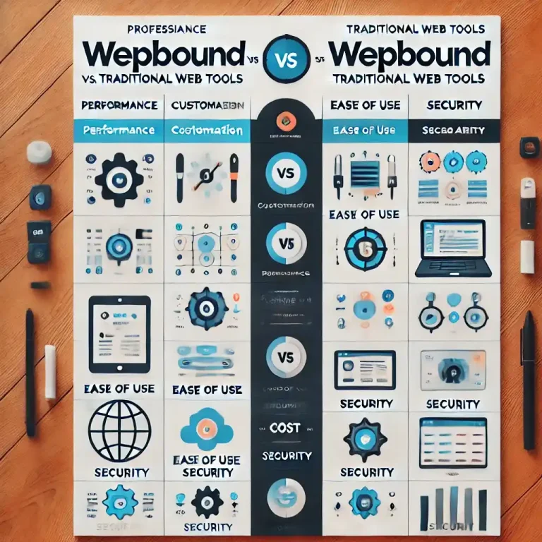 A side-by-side comparison of Wepbound and traditional web tools, highlighting their strengths and weaknesses.