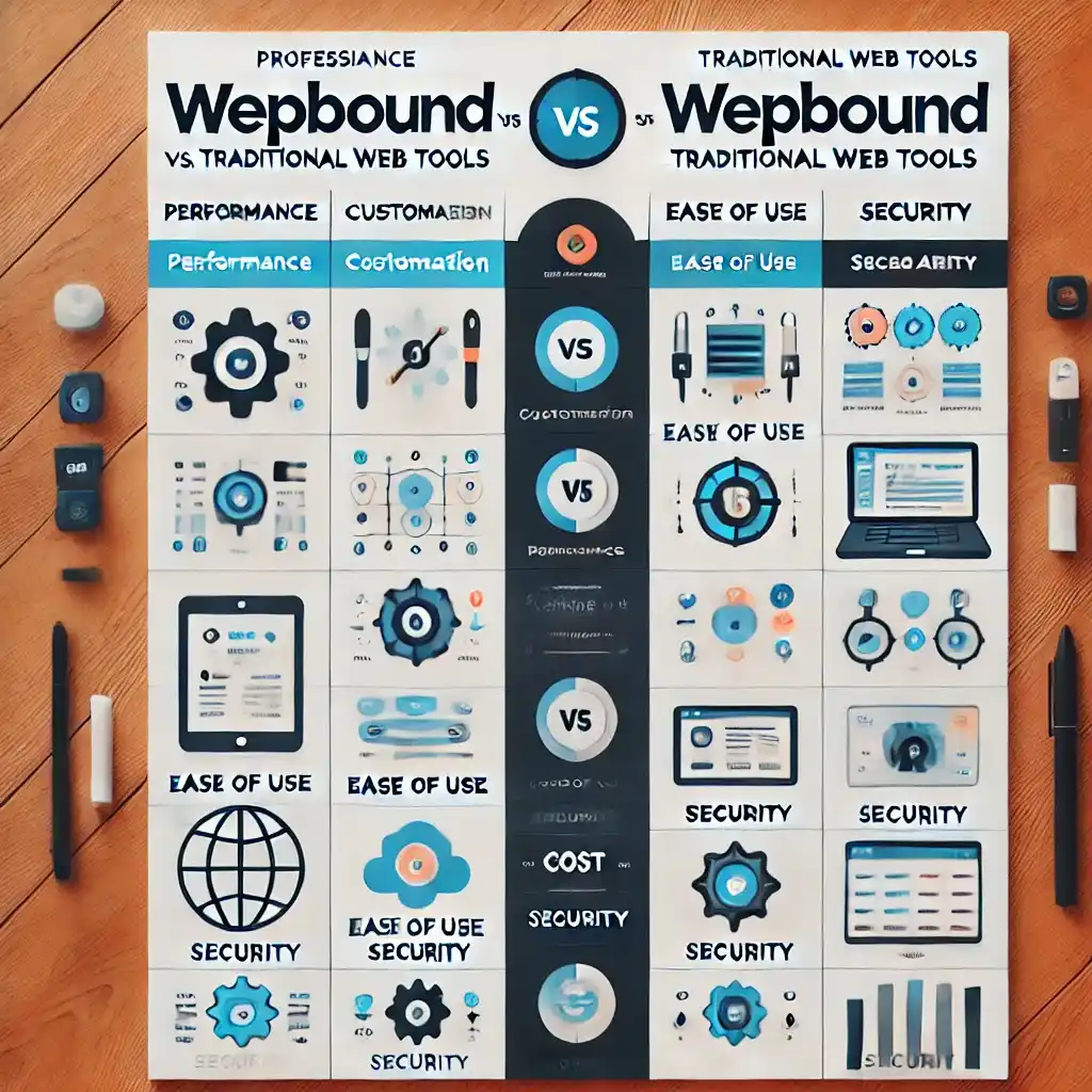 A side-by-side comparison of Wepbound and traditional web tools, highlighting their strengths and weaknesses.