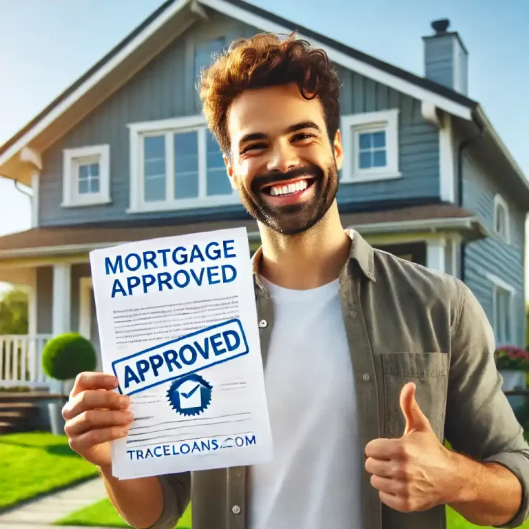 Low-interest mortgage concept with financial charts: "Competitive mortgage rates for hassle-free home financing